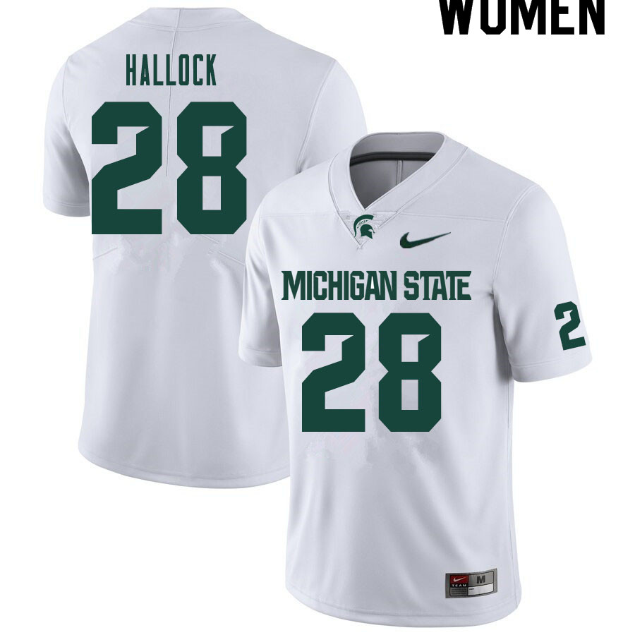 Women #28 Tate Hallock Michigan State Spartans College Football Jerseys Sale-White